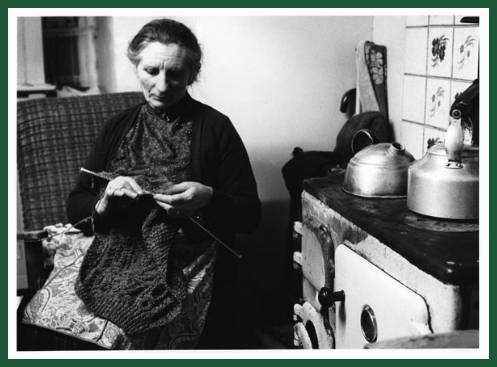 Steve Pyke, woman knitting, Irish kitchen
